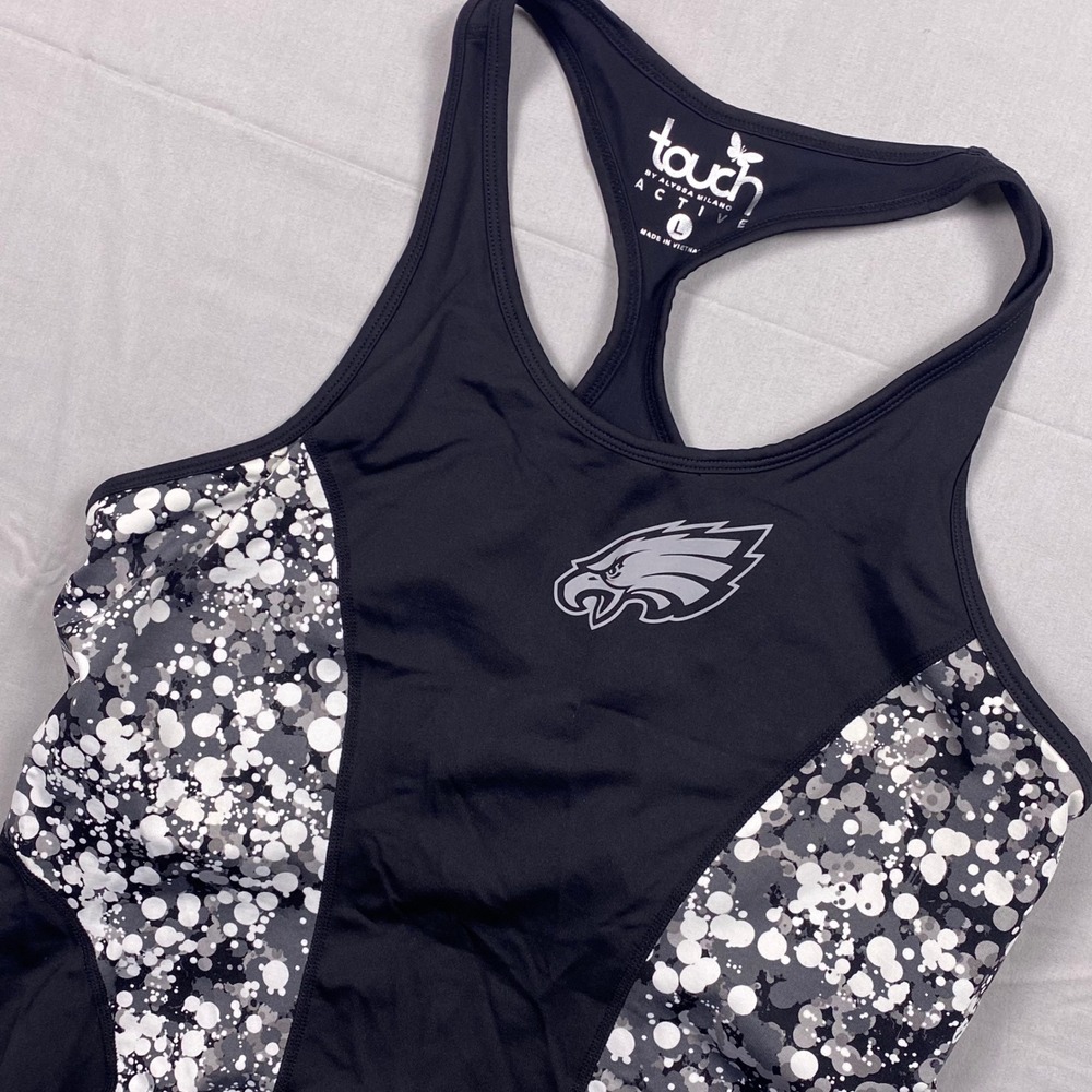 Philadelphia Eagles NFL Tank Top Touch Alyssa Milano Womens L Black Polka Dot